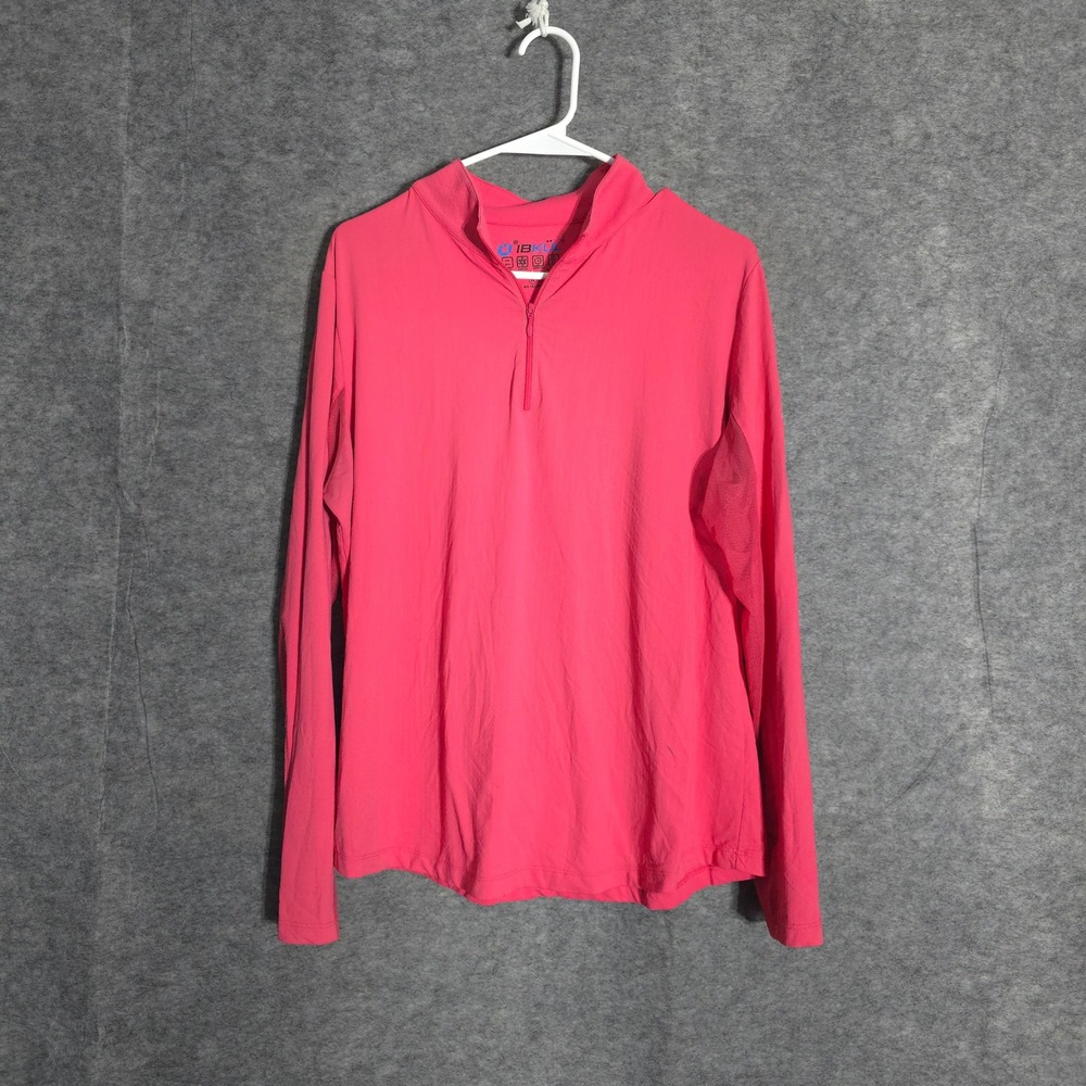 IBKUL Icefil Pullover Womens XL Pink Quarter Zip Golf Tennis Mesh UPF 50 Top